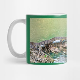 Water Snake Slithering Along Mug